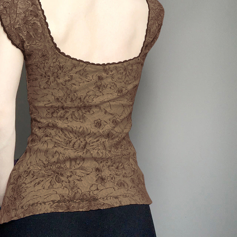 Women Floral Print Cap Sleeves Scoop Neck Regular Top