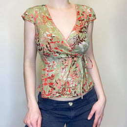 Women Floral Printed Wrap Regular Top