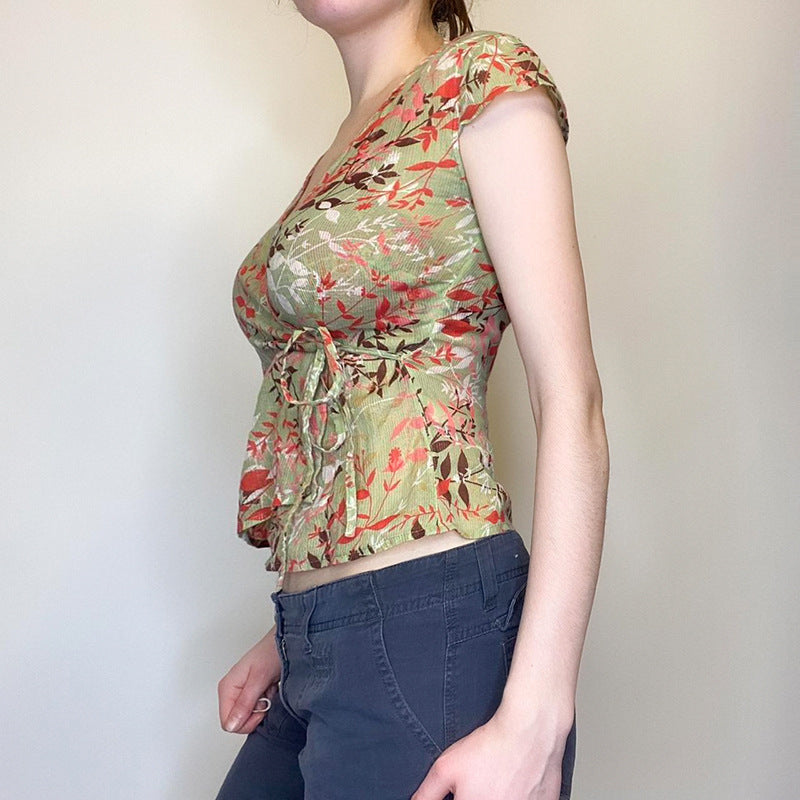 Women Floral Printed Wrap Regular Top