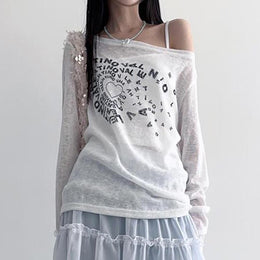 Women Typography Off-Shoulder Top