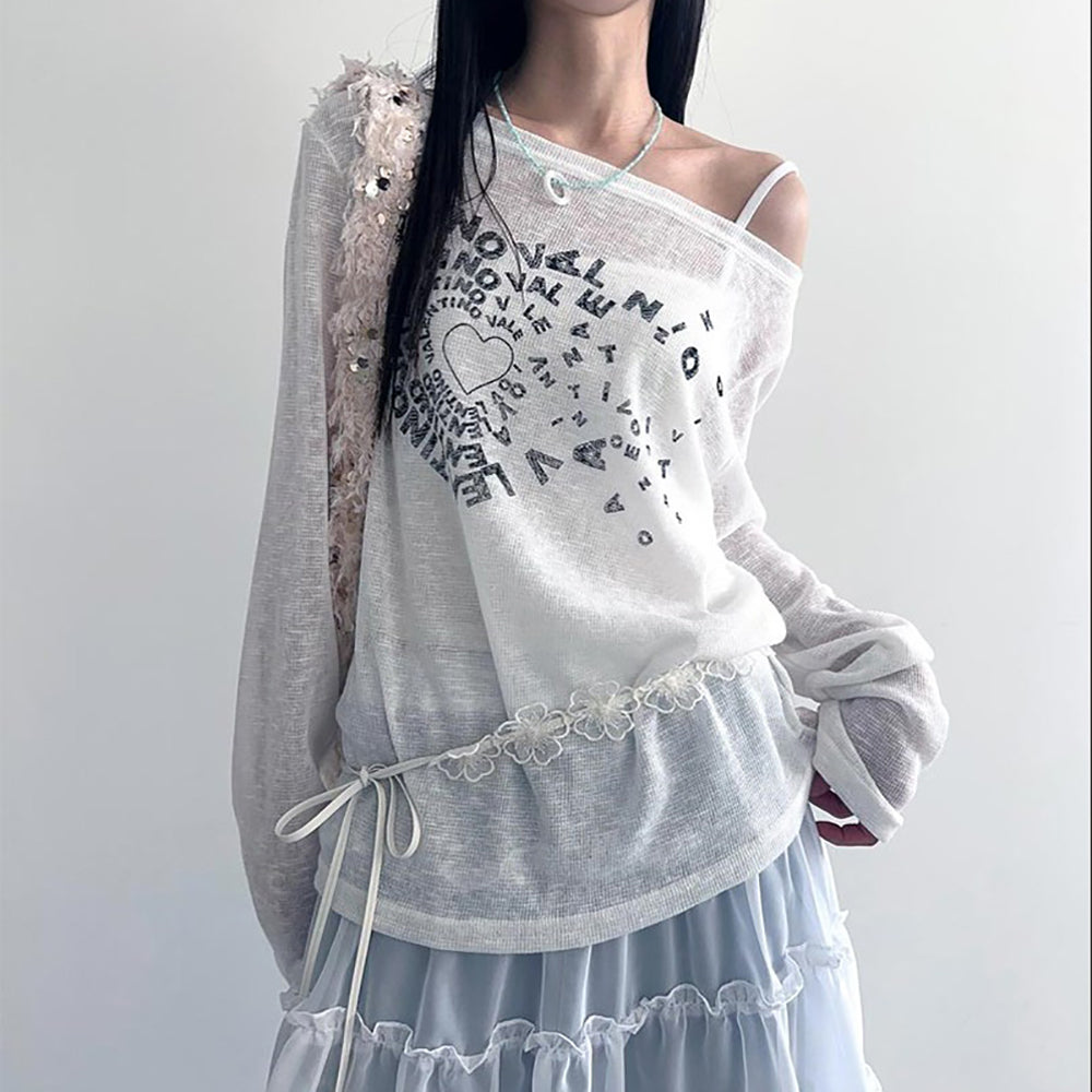 Women Typography Off-Shoulder Top