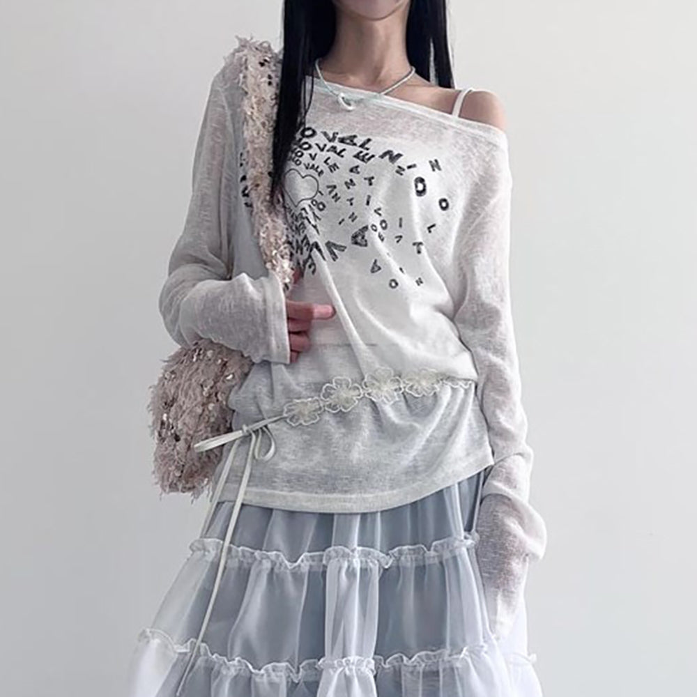 Women Typography Off-Shoulder Top
