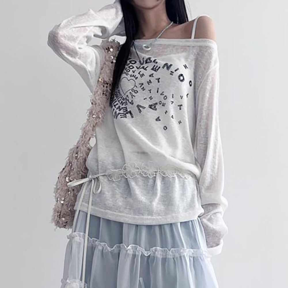 Women Typography Off-Shoulder Top