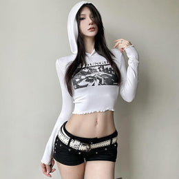 Women Graphic Printed Hood Top