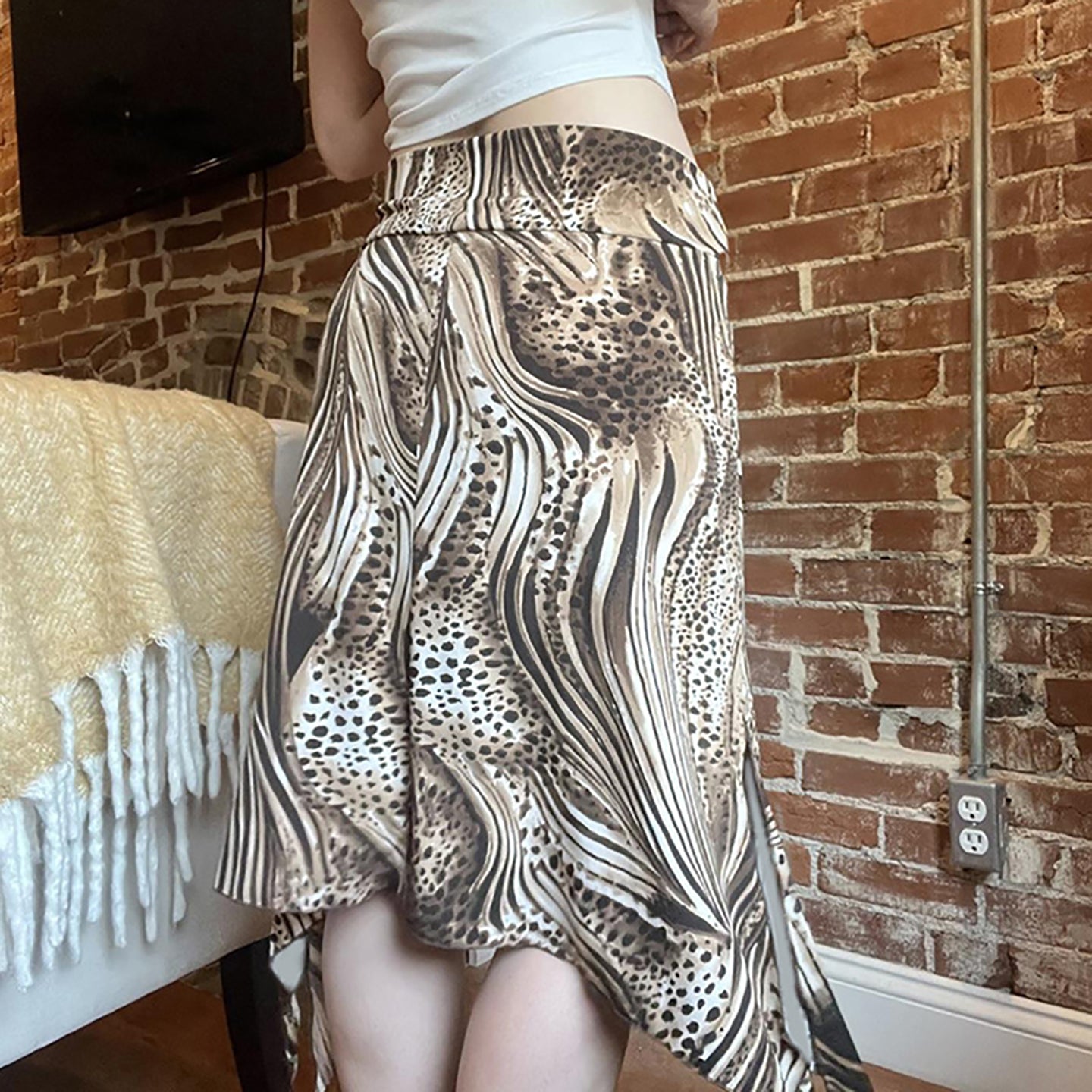 Animal Printed Knee Length Skirt