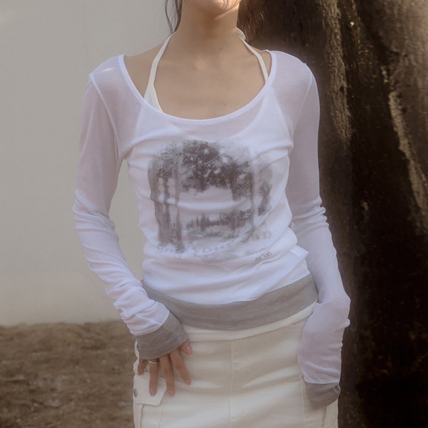 Women Graphic Printed Scoop Neck Top