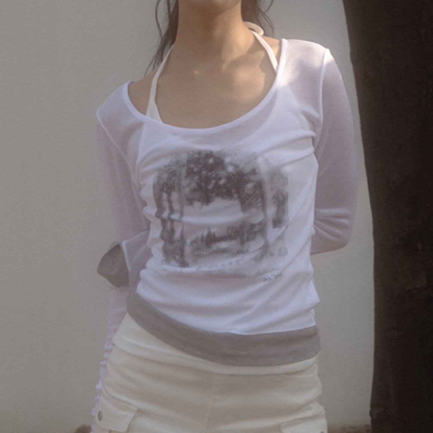 Women Graphic Printed Scoop Neck Top