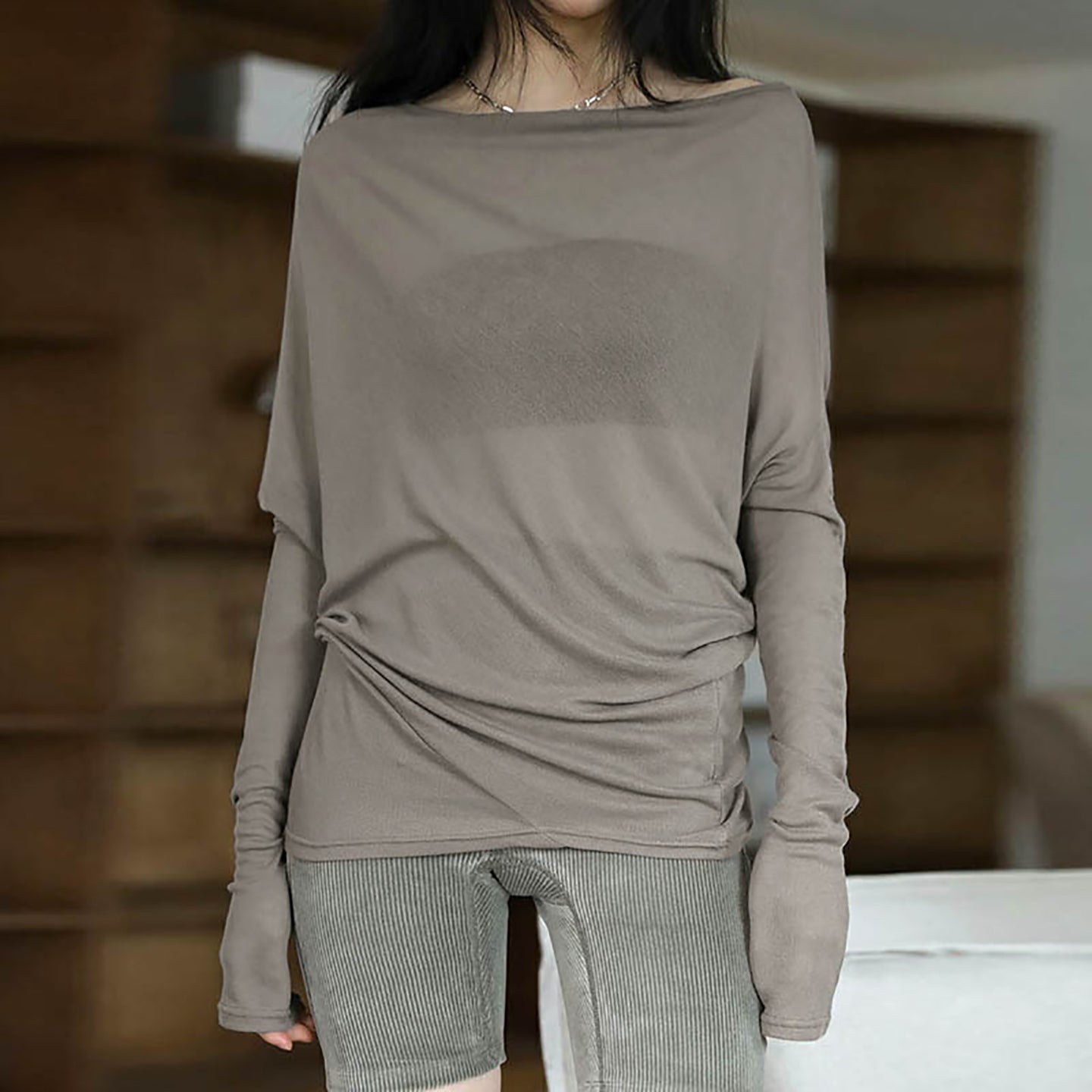 Women Solid Boat Neck Top