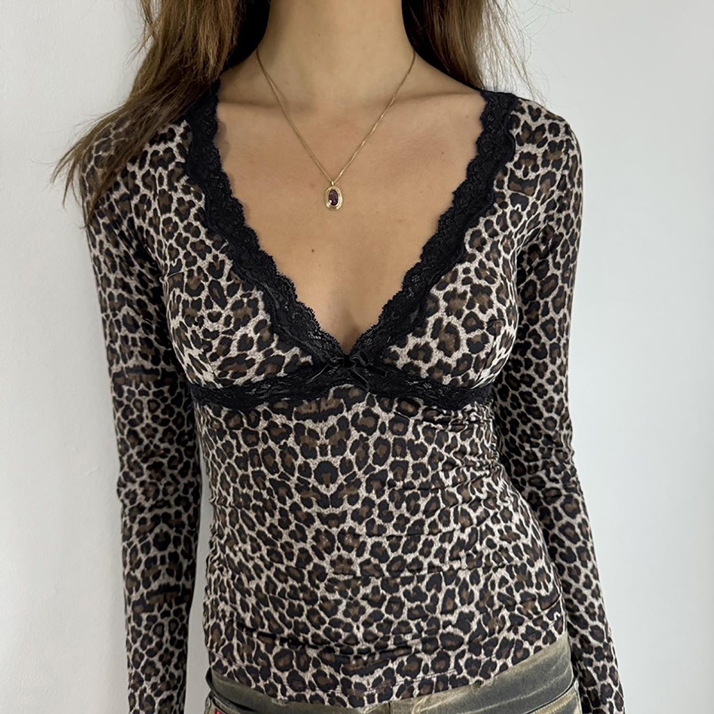 Women Animal Printed V-Neck Top