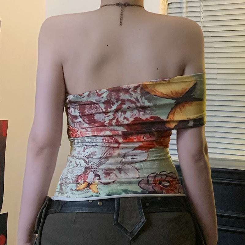 Women Floral One-Shoulder Top