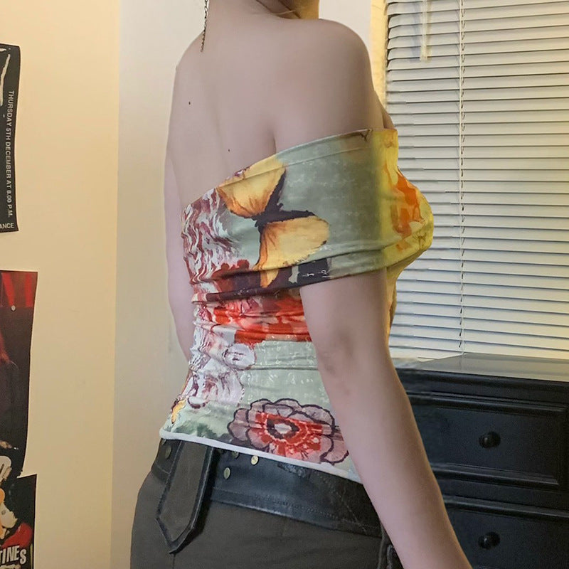 Women Floral One-Shoulder Top