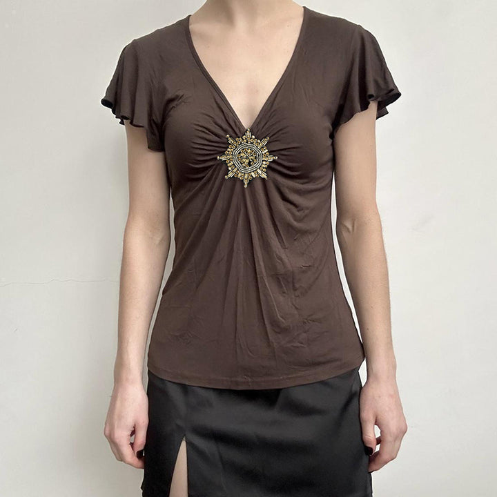 Women Flutter Sleeve Georgette Top