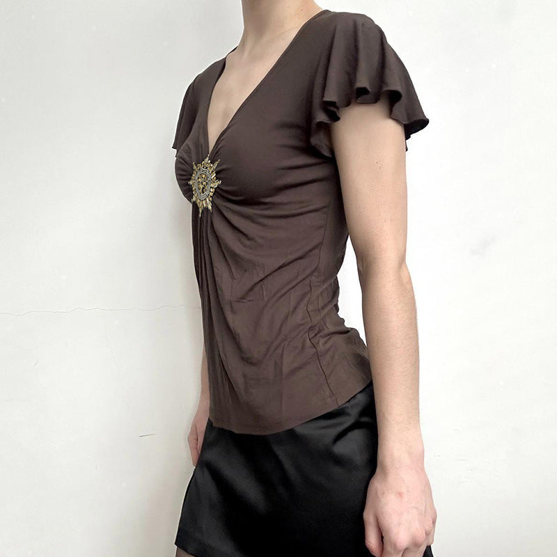 Women Flutter Sleeve Georgette Top