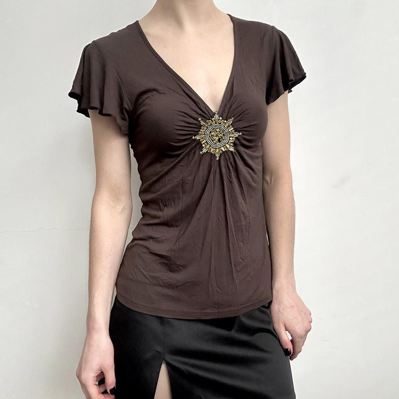 Women Flutter Sleeve Georgette Top