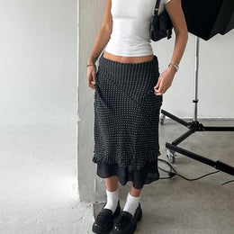 Printed A-Line Midi Skirt