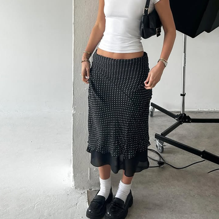 Printed A-Line Midi Skirt