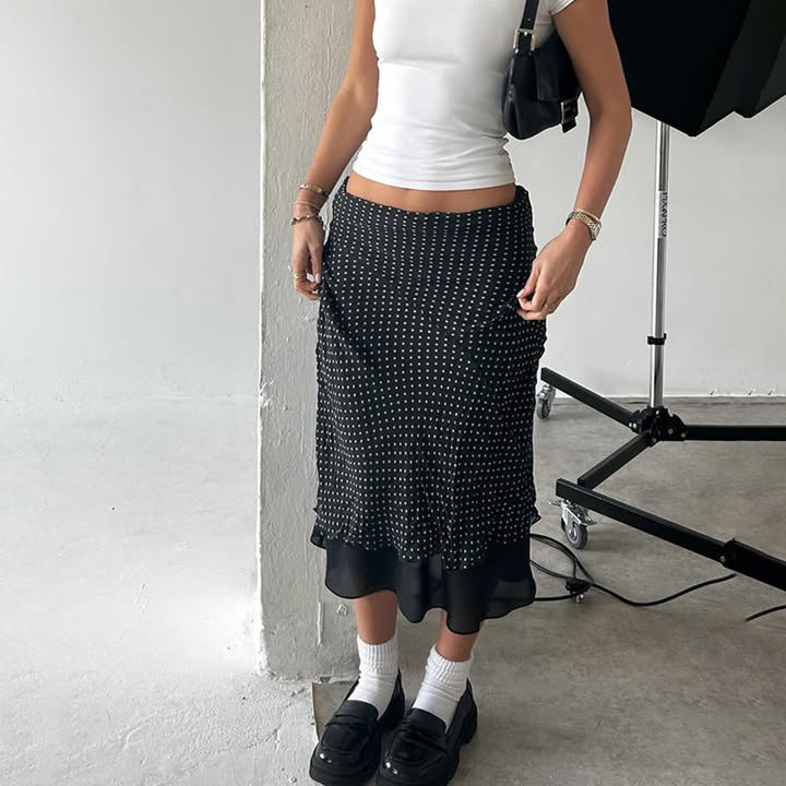 Printed A-Line Midi Skirt