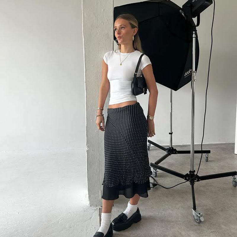 Printed A-Line Midi Skirt