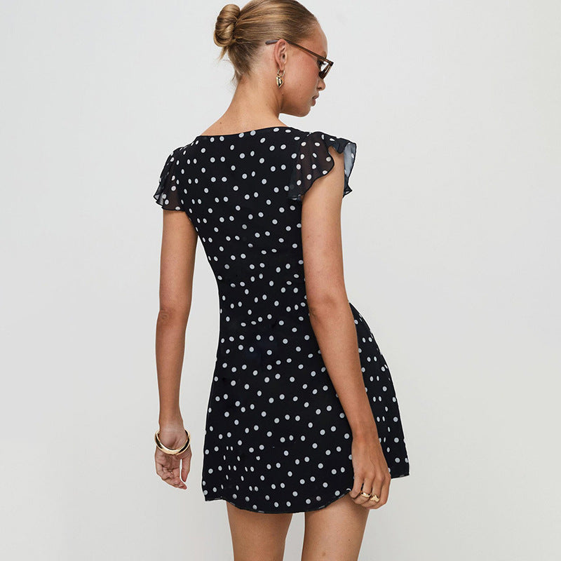 Women Polka Dot Printed A-Line Knee Length Dress