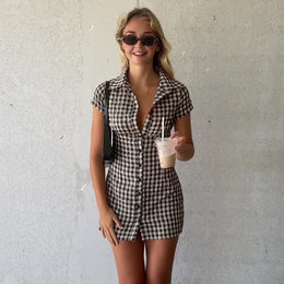 Checked Shirt Mini Dress