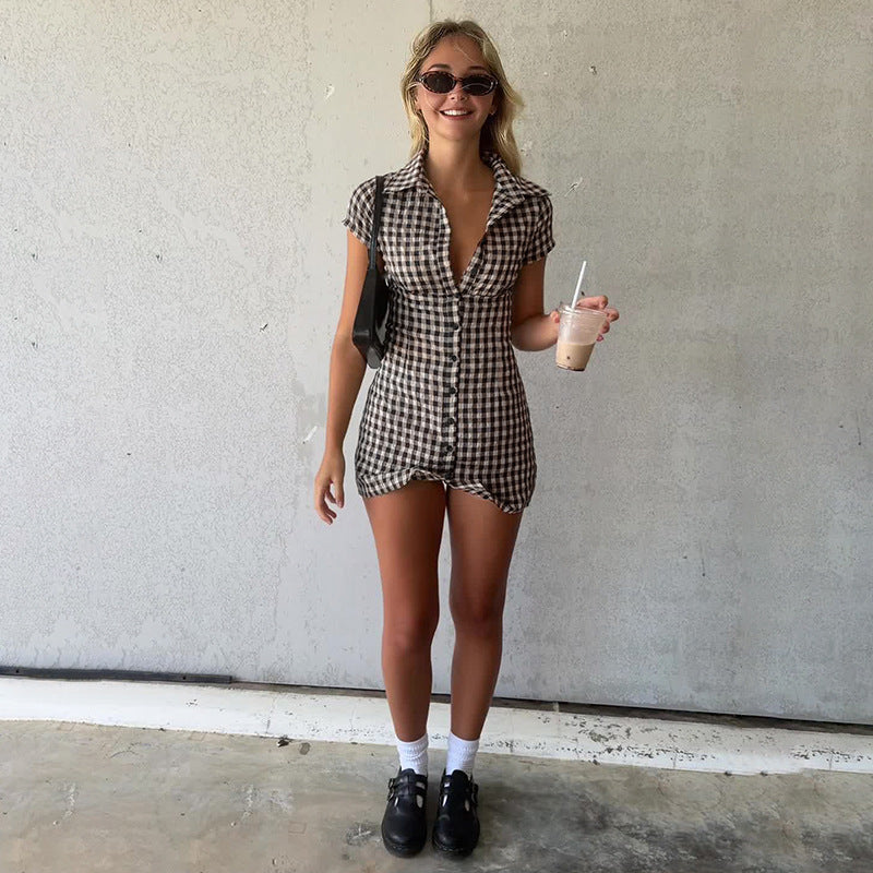 Checked Shirt Mini Dress