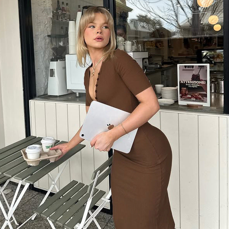 Women Solid Bodycon Midi Dress