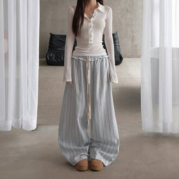 Women Striped Wrinkle Free Parallel Trousers