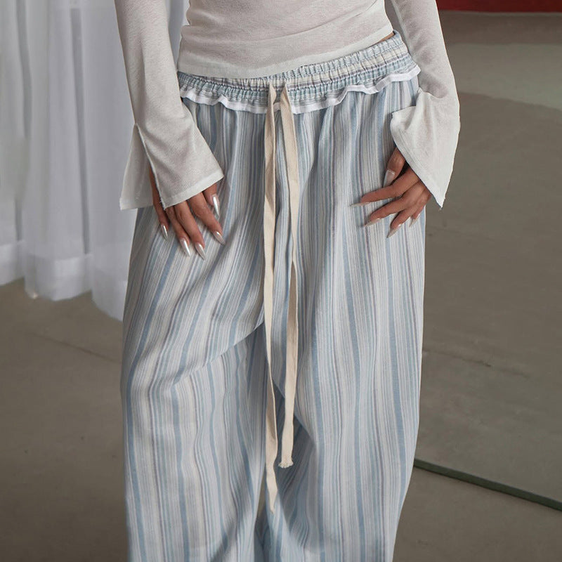Women Striped Wrinkle Free Parallel Trousers
