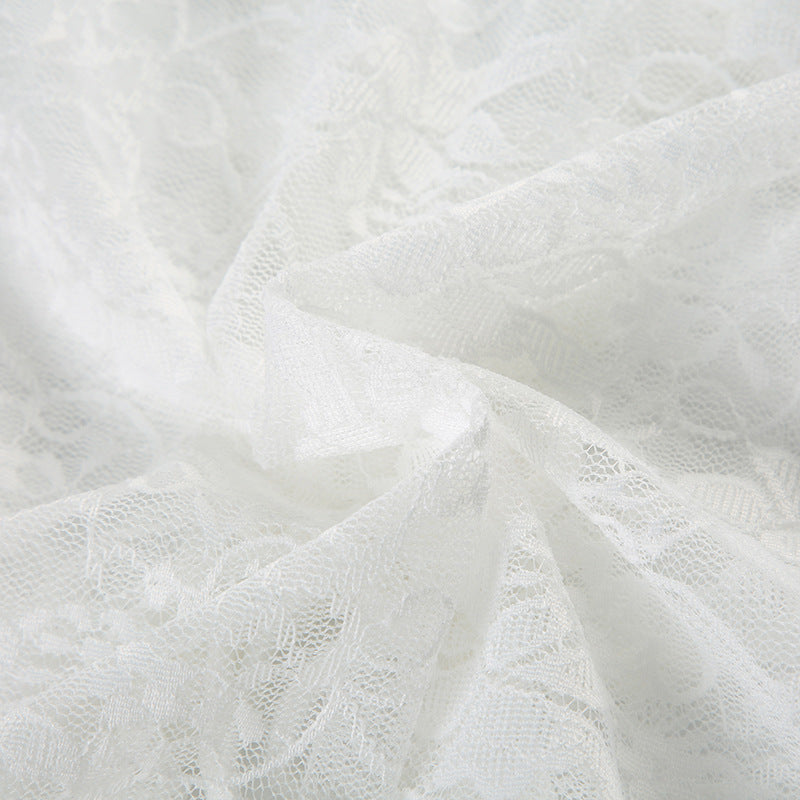 Women Semi Sheer Tie-Up Lace Top