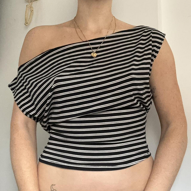 Women Horizontal Stripes Striped Fitted Crop Top