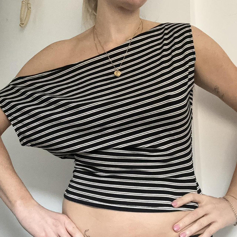 Women Horizontal Stripes Striped Fitted Crop Top