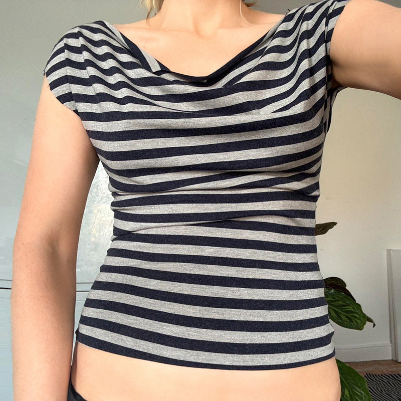 Women Horizontal Stripes Striped Fitted Crop Top