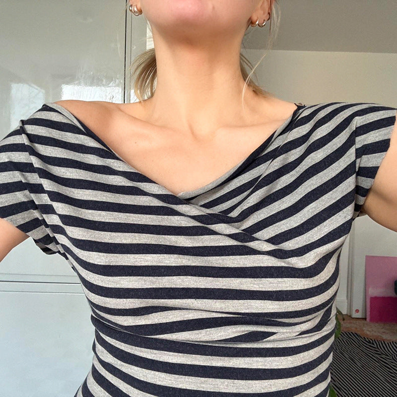 Women Horizontal Stripes Striped Fitted Crop Top