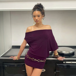 Off-Shoulder Sheath Mini Dress