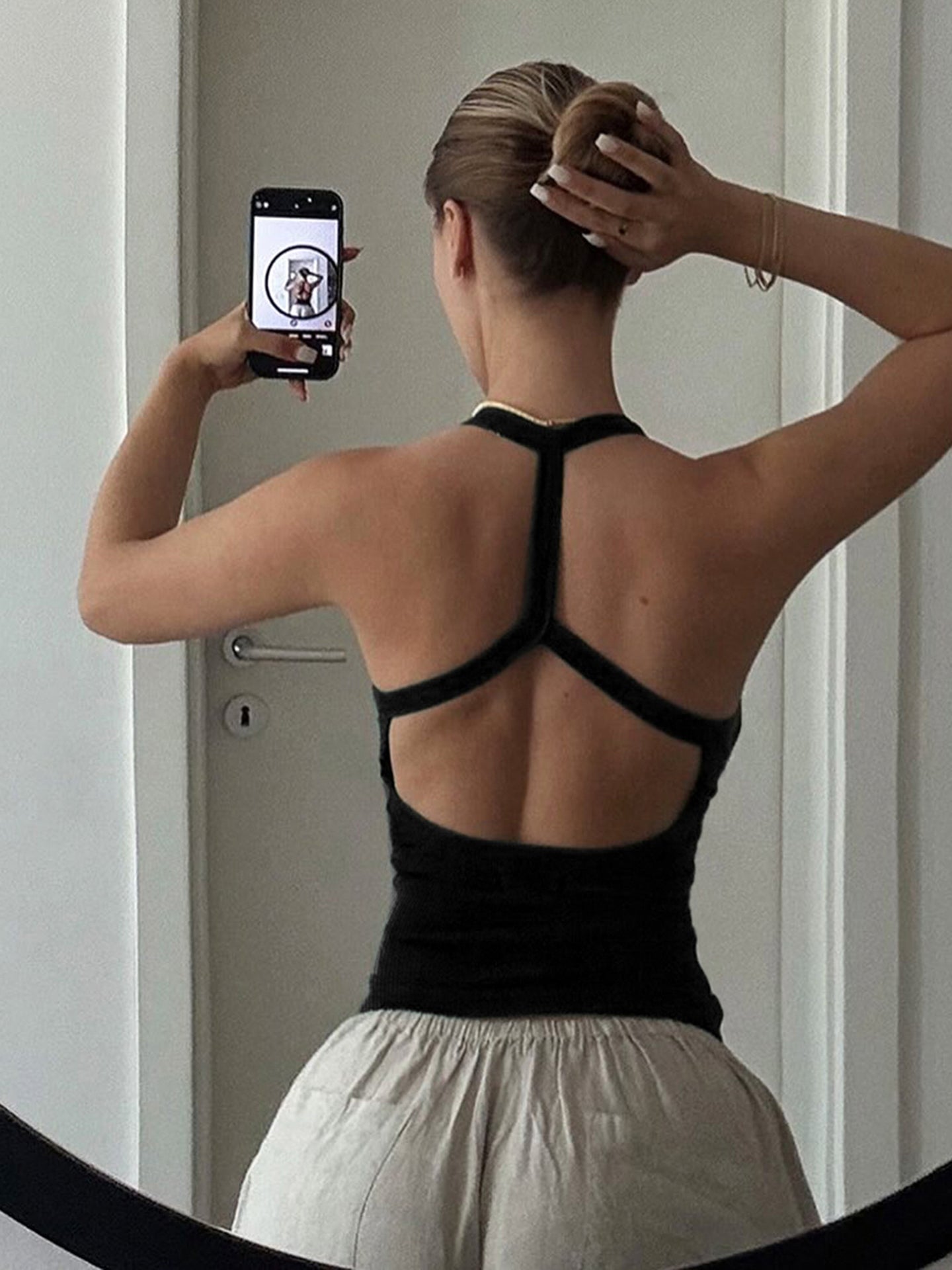 Women Ribbed Styled Back Crop Top
