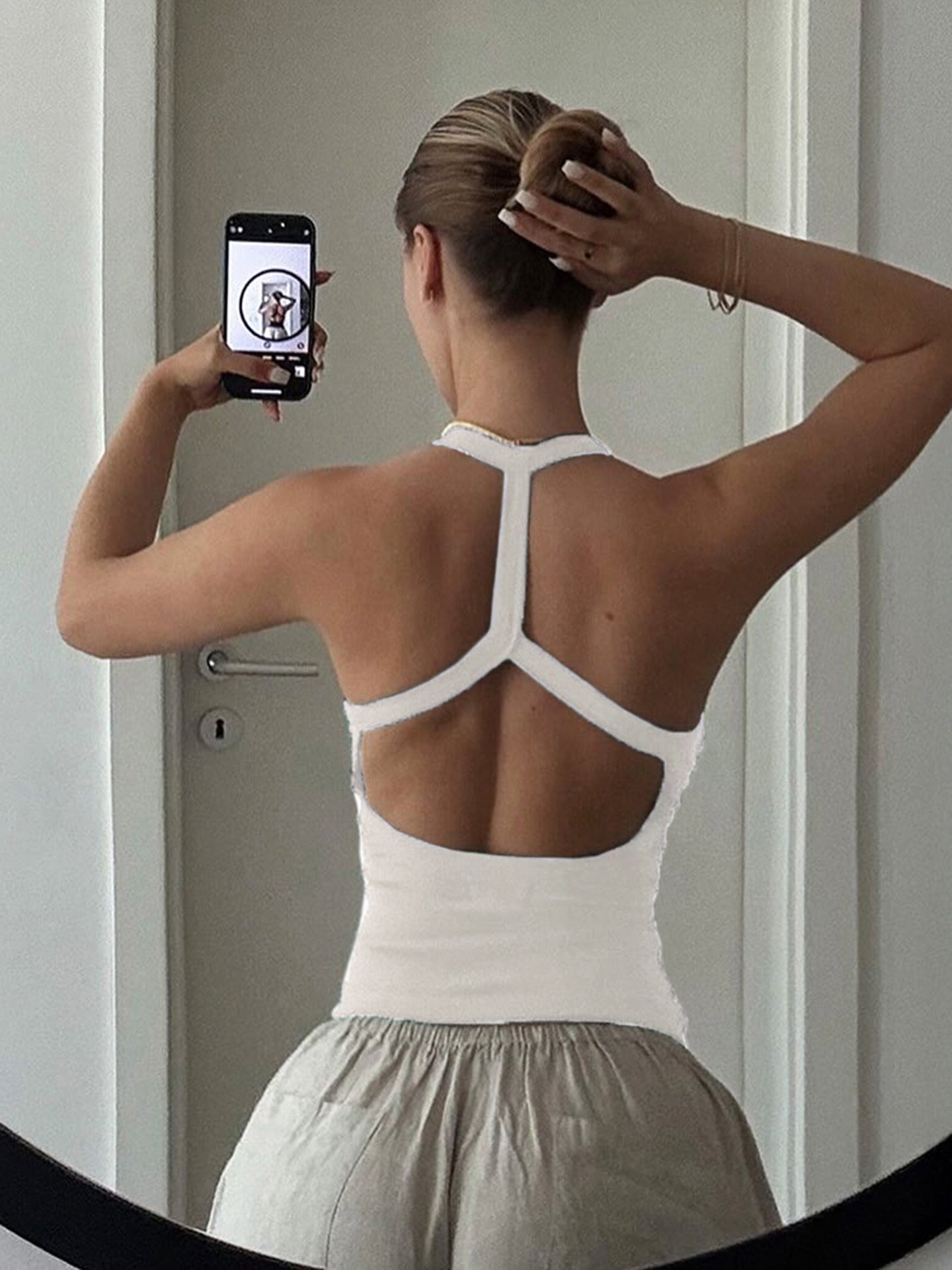 Women Scoop Neck Ribbed Crop Tank Top