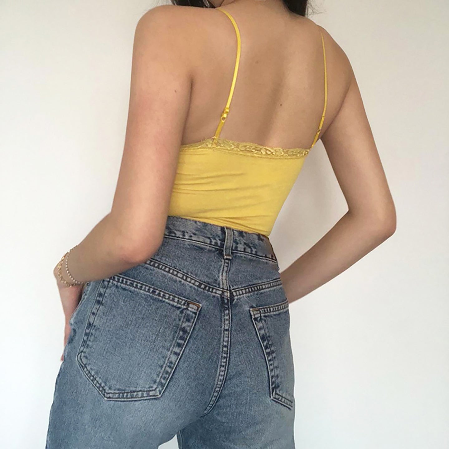 Women Yellow Sweetheart Neck Sleeveless Top