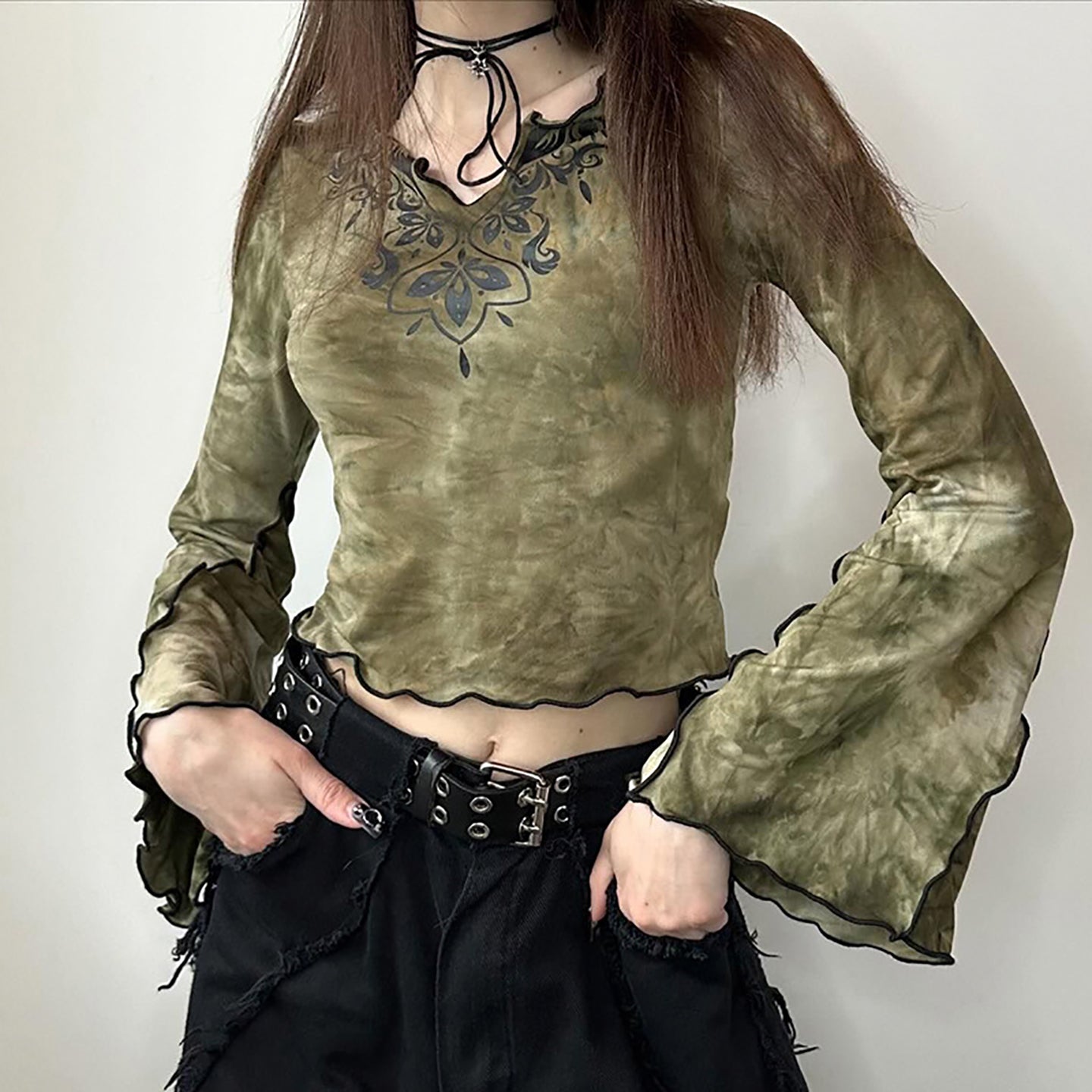 Women Abstract Printed V-Neck Top