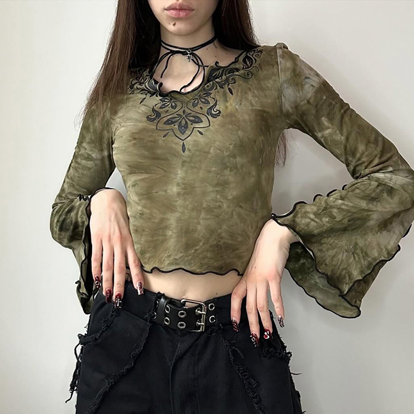 Women Abstract Printed V-Neck Top