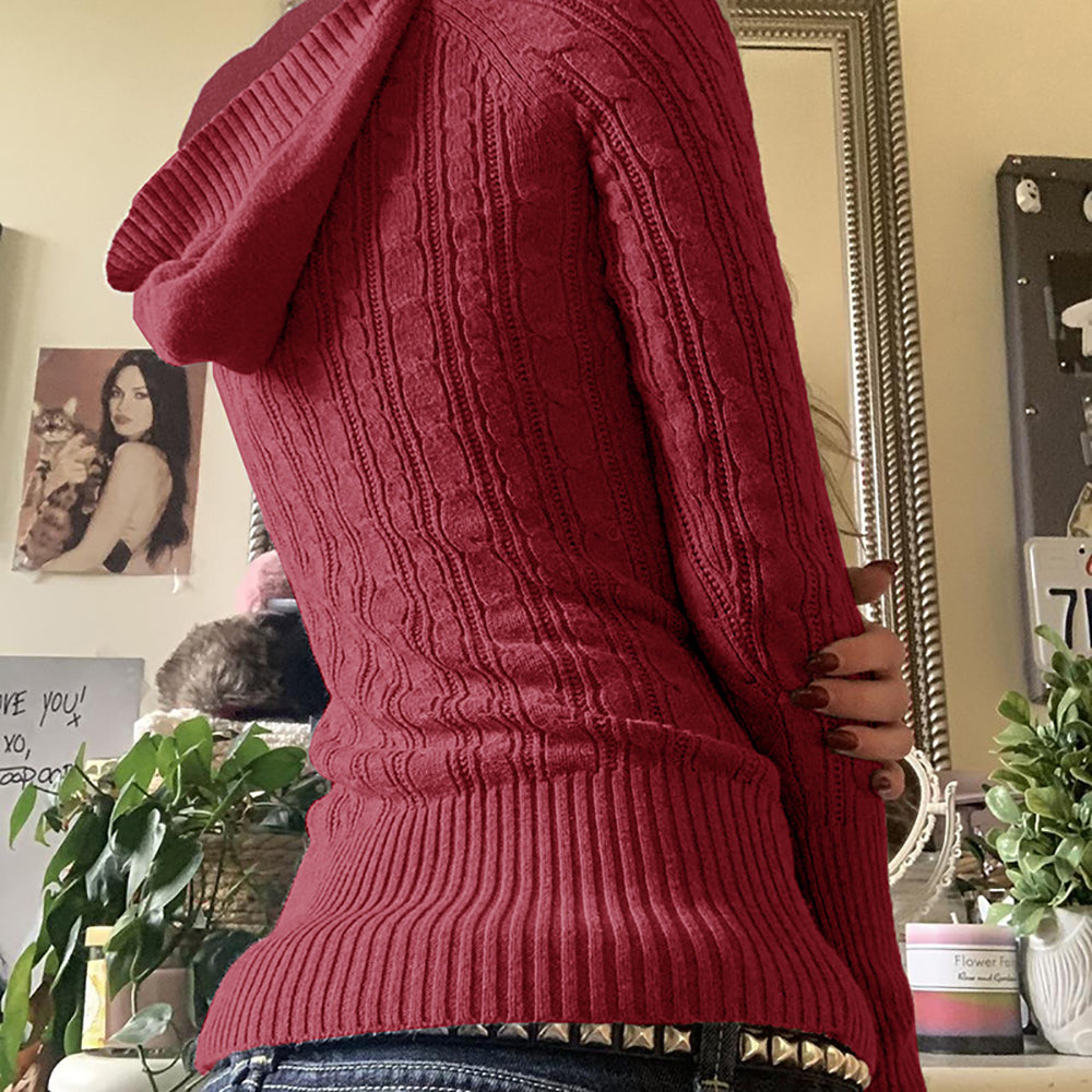 Women Self Design Cable Knit Pullover