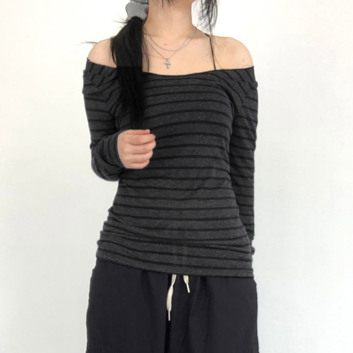 Women Off-Shoulder Striped Top