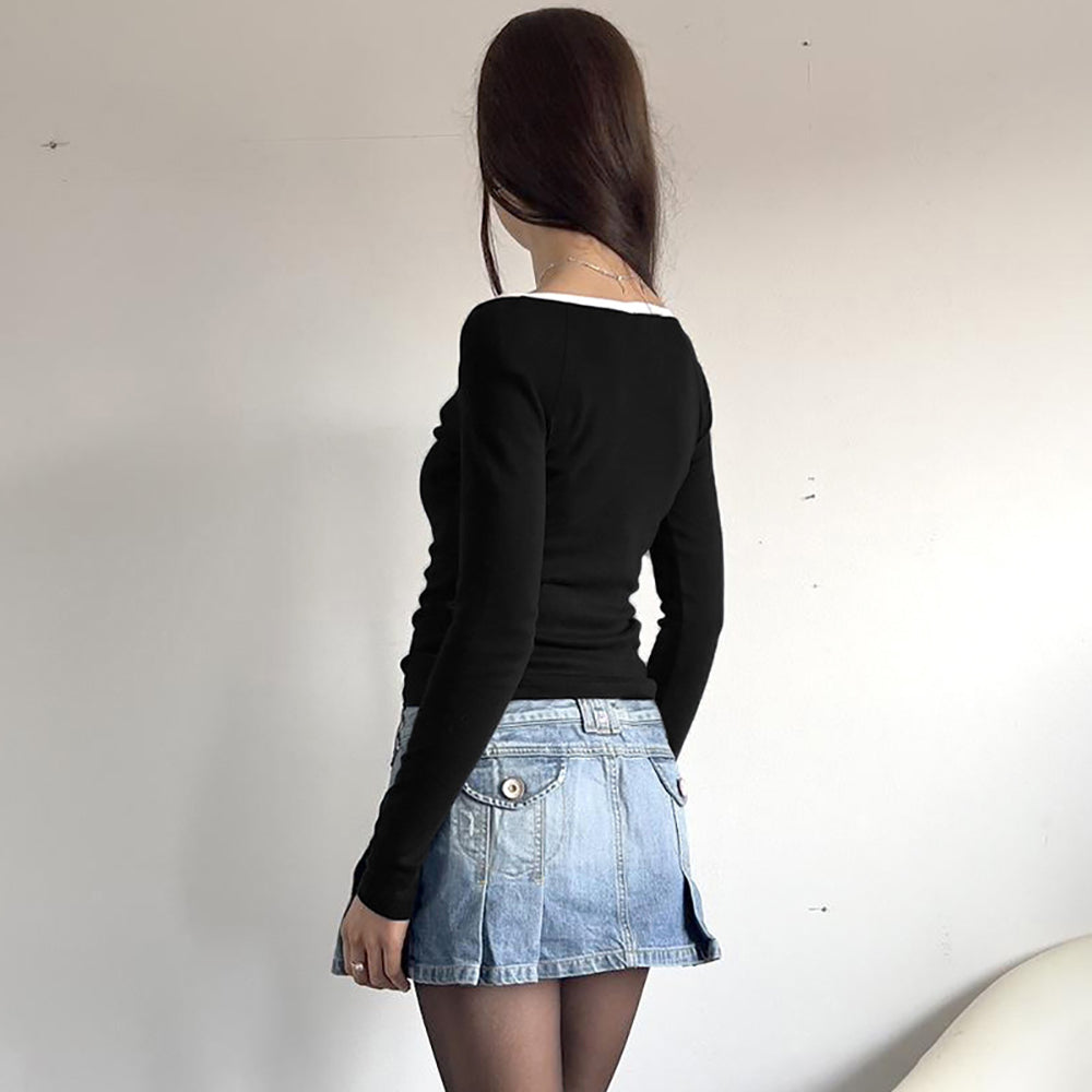 Women Solid Boat Neck Top