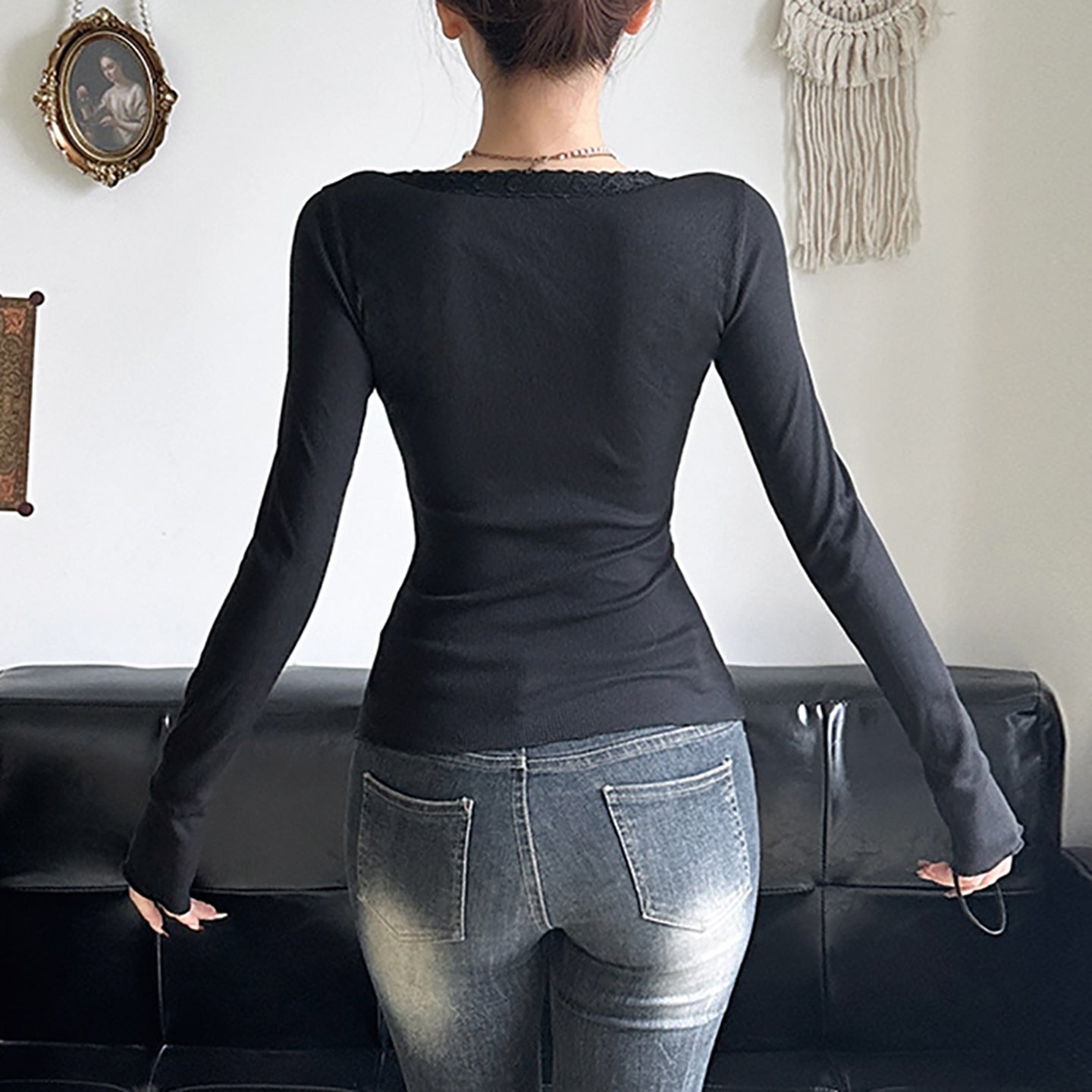Women Solid V-Neck Top