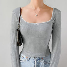 Women Solid Square Neck Top