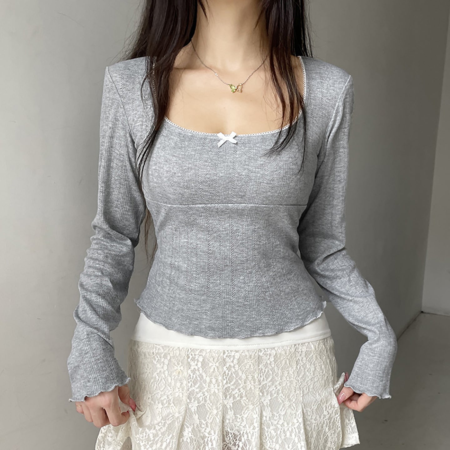 Women Solid Square Neck Top
