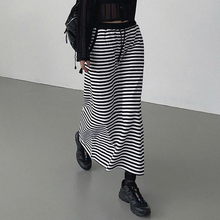 Striped A-Line Maxi Skirt