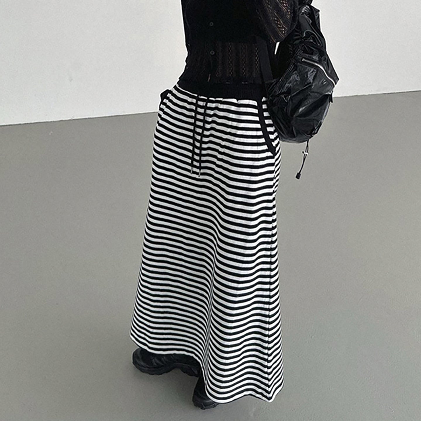 Striped A-Line Maxi Skirt