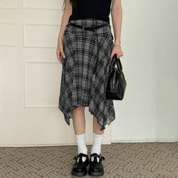 Checked A-Line Midi Skirts