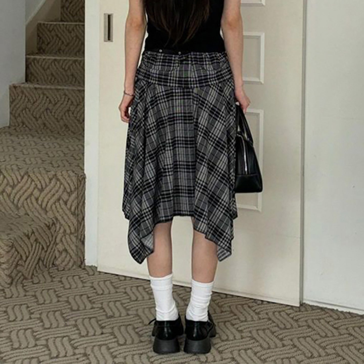 Checked A-Line Midi Skirts