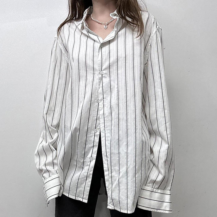 Women Striped V-Neck Extended Sleeves T-shirt